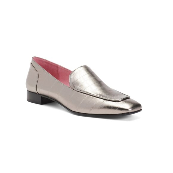 GINI & ALBERT Steel Leather Babs Slip On Tailored Loafers